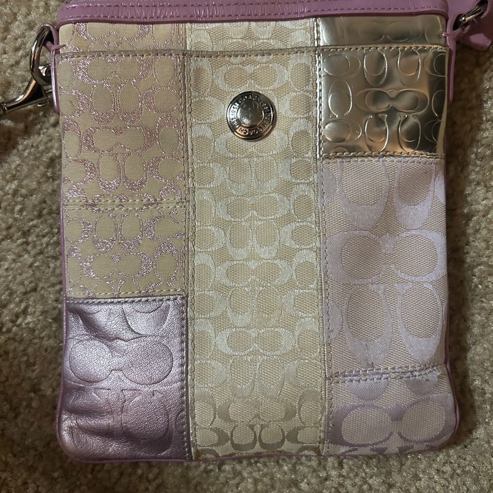Coach Pink and Silver Crossbody Bag with Chic Design